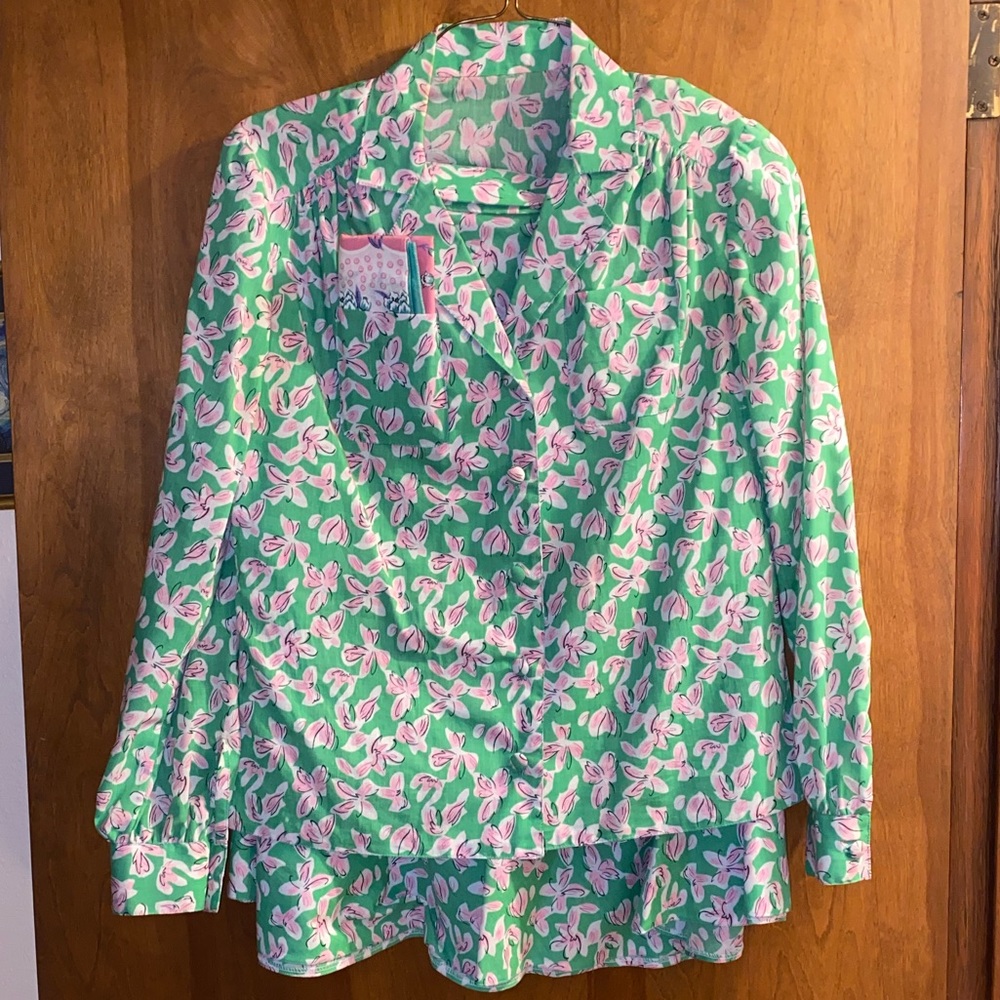 Vintage flower print skirt suit. Size small